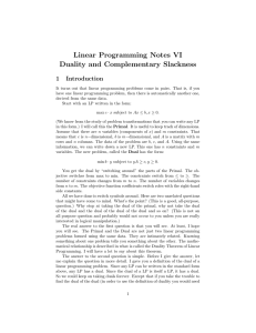 Linear Programming Notes VI Duality and Complementary Slackness