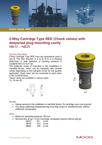 2-Way Cartridge Type REE (Check valves) with deepened plug