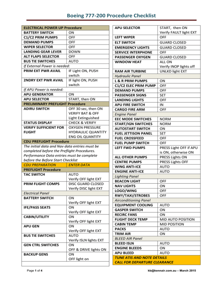 x plane 11 777 checklist pdf