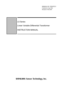 LS Series Linear Variable Differential Transformer