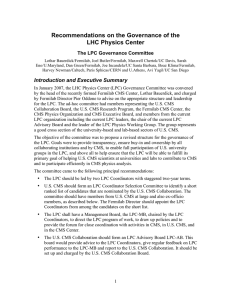 Recommendations on the Governance of the LHC Physics Center