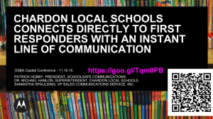 CHARDON LOCAL SCHOOLS CONNECTS DIRECTLY TO FIRST