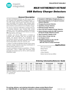 USB Battery Charger Detectors MAX14578E/MAX14578AE