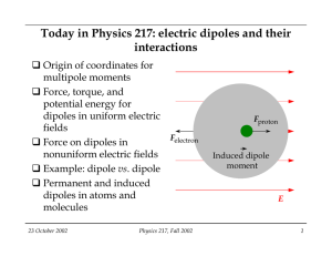 Today in Physics 217: electric dipoles and their interactions