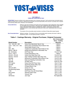 Table-1: Castings Warranty - Original Purchaser