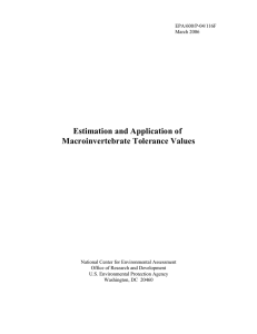 Estimation and Application of Macroinvertebrate Tolerance Values