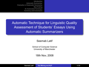Automatic Technique for Linguistic Quality Assessment of Students