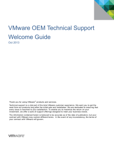 OEM Technical Support - Welcome Guide: VMware, Inc.