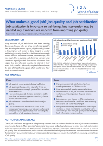 what makes a good job? Job quality and job satisfaction