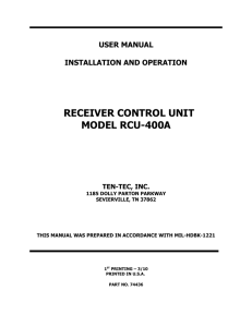 RECEIVER CONTROL UNIT MODEL RCU-400A - Ten-Tec