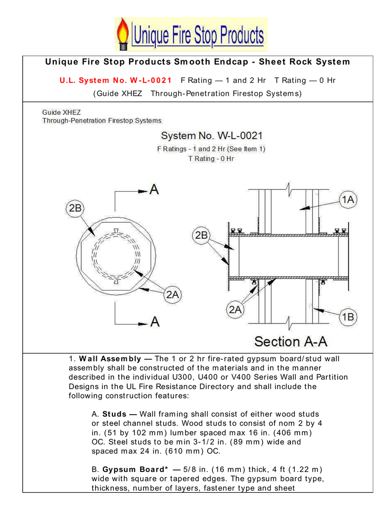 U L System No W L 0021 Smooth Endcap