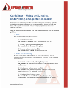 Guidelines – Using bold, italics, underlining, and