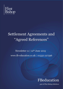 Settlement Agreements and Agreed References
