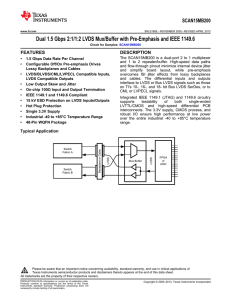 SCAN15MB200 Dual 1.5 Gbps 2:1/1:2 LVDS Mux/Buffer w/Pre