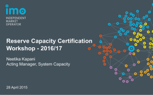 Reserve Capacity Certification Workshop