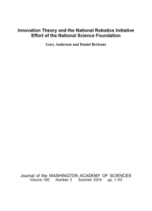 Innovation Theory and the National Robotics Initiative Effort of the