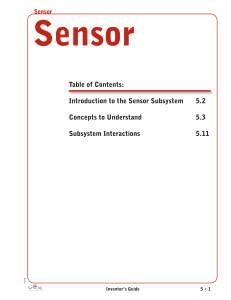 Table of Contents: Introduction to the Sensor Subsystem 5.2