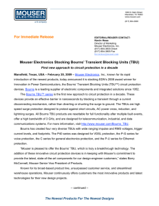 For Immediate Release Mouser Electronics Stocking Bourns