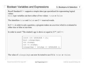 Boolean Variables and Expressions