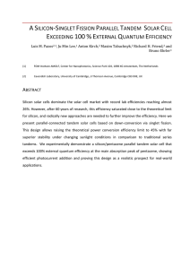 asilicon-singlet fission parallel tandem solar cell exceeding 100%e