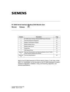 ET 200S Serial Interface Modbus/USS Module User