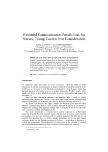 Extended Communication Possibilities for Nurses: Taking Context