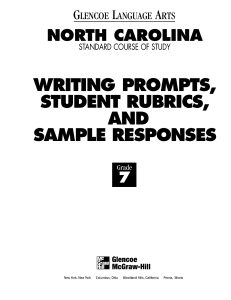 writing prompts, student rubrics, and sample responses