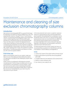 Maintenance and cleaning of size exclusion chromatography columns