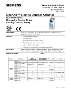 OpenAir GDE/GLB Floating Control Damper Actuators