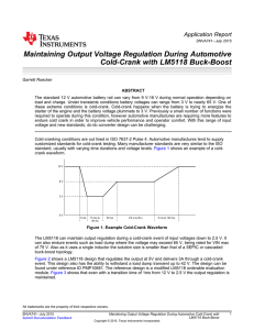 Maintaining Output Voltage Regulation During Automotive Cold