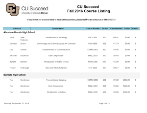 CU Succeed Fall 2016 Course Listing