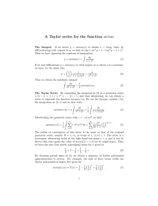 A Taylor series for the function arctan