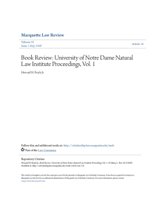 University of Notre Dame Natural Law Institute Proceedings, Vol. 1