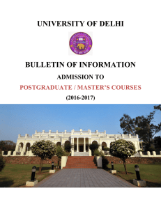 UNIVERSITY OF DELHI BULLETIN OF INFORMATION
