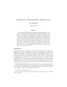 Mathematical Representation: Playing a Role - Philsci