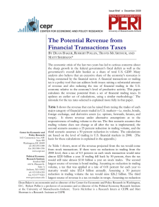 The Potential Revenue from Financial Transactions Taxes