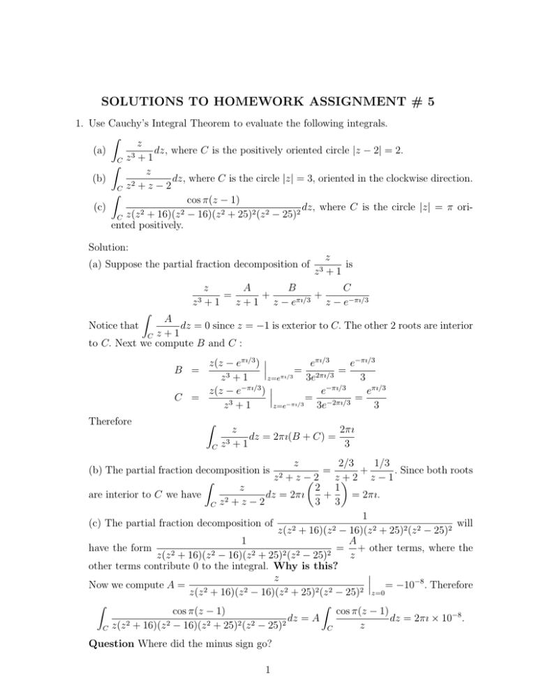 Solutions To Homework Assignment 5