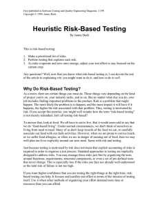 Heuristic Risk-Based Testing