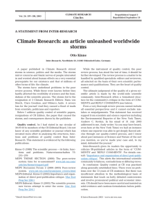 Climate Research: an article unleashed worldwide