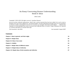 An Essay Concerning Human Understanding Book II: Ideas