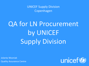 QA for LN Procurement by UNICEF Supply