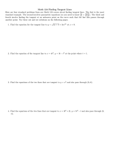 Math 124 Finding Tangent Lines Here are four standard problems