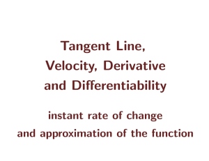Tangent Line, Velocity, Derivative and Differentiability