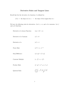 Derivative Rules and Tangent Lines