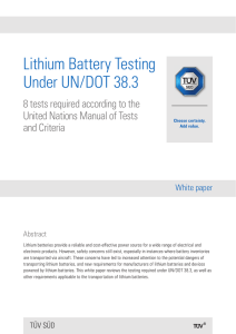 Lithium Battery Testing Under UN/DOT 38.3