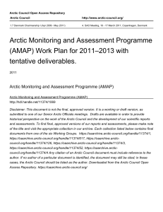 Arctic Monitoring and Assessment Programme (AMAP) Work Plan