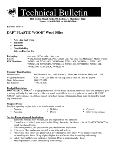 DAP® PLASTIC WOOD® Wood Filler Tech Bulletin