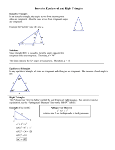 Isosceles, Equilateral, and Right Triangles