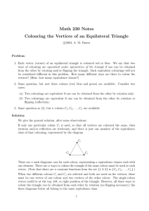 Math 230 Notes Colouring the Vertices of an Equilateral Triangle