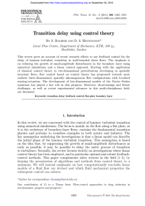 Transition delay using control theory